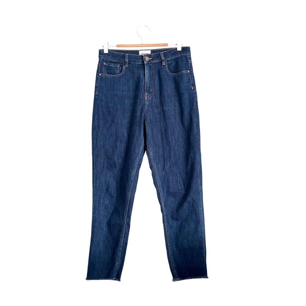 Sezane Slim High Waisted Skinny Jeans Dark Indigo Raw Hem Size‎ 28 - Picture 3 of 16